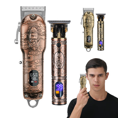 All Metal Hair Clipper Retro Oil Head Carving Scissors Machine Set USB Charging Electric Hair Clipper - Korvel