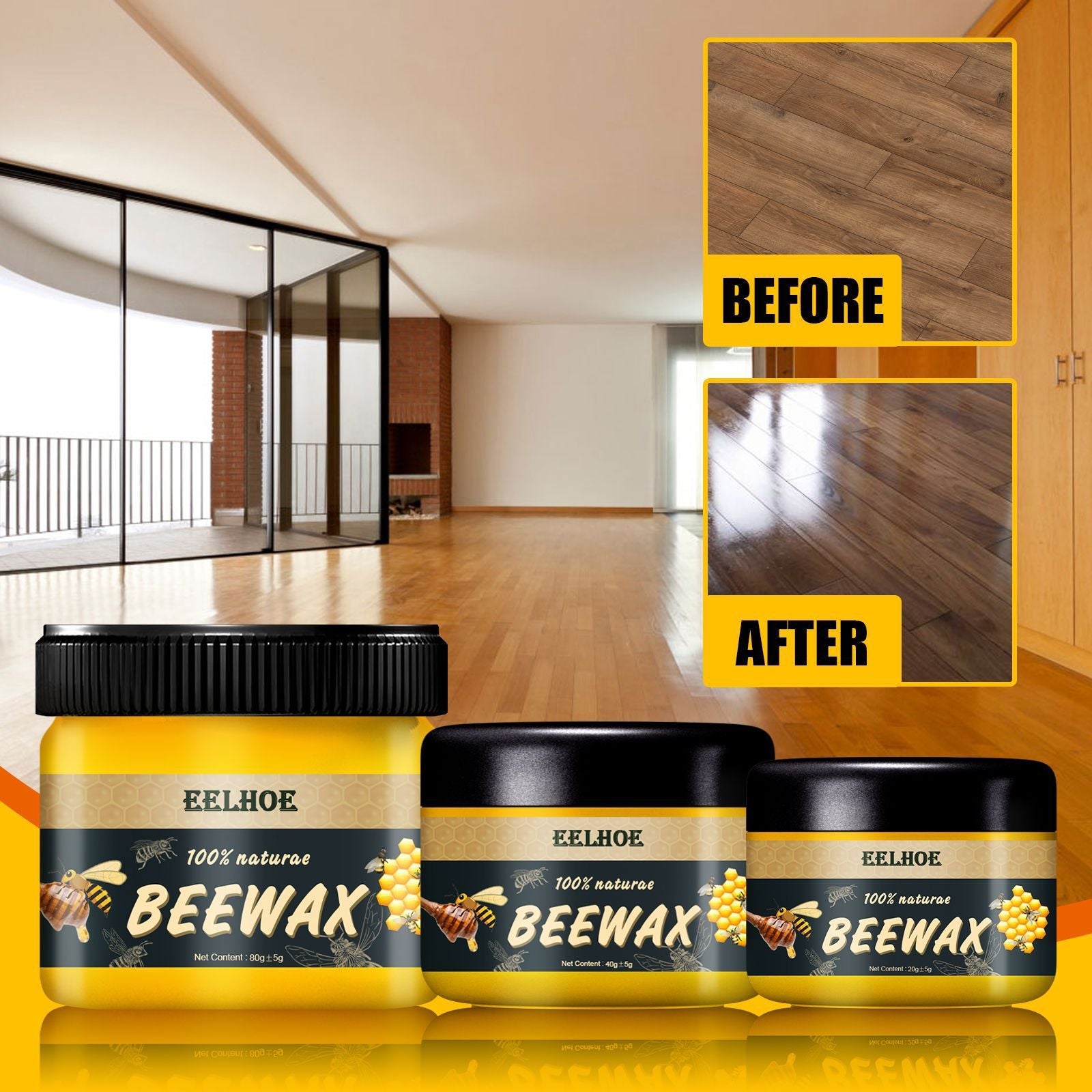EELHOE Natural Beeswax Furniture Care Polishing Beeswax Waterproof Brightening Wear-resistant Wood Floor Care Beeswax - Korvel