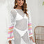 Openwork Contrast Long Sleeve Cover-Up