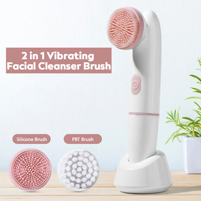 Nettoyant facial en silicone à 2 vitesses avec vibration sonique