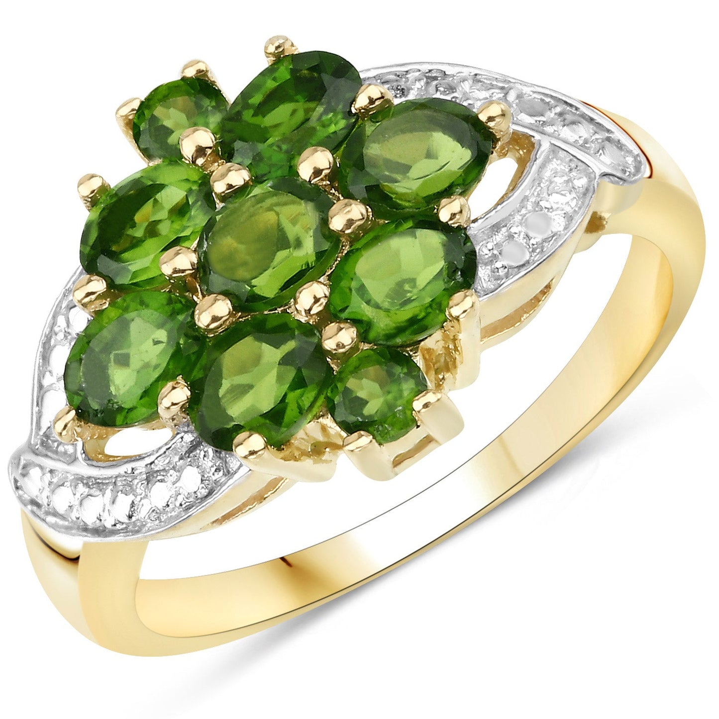 1.26 Carat Genuine Chrome Diopside Sterling Silver Engagement Ring
