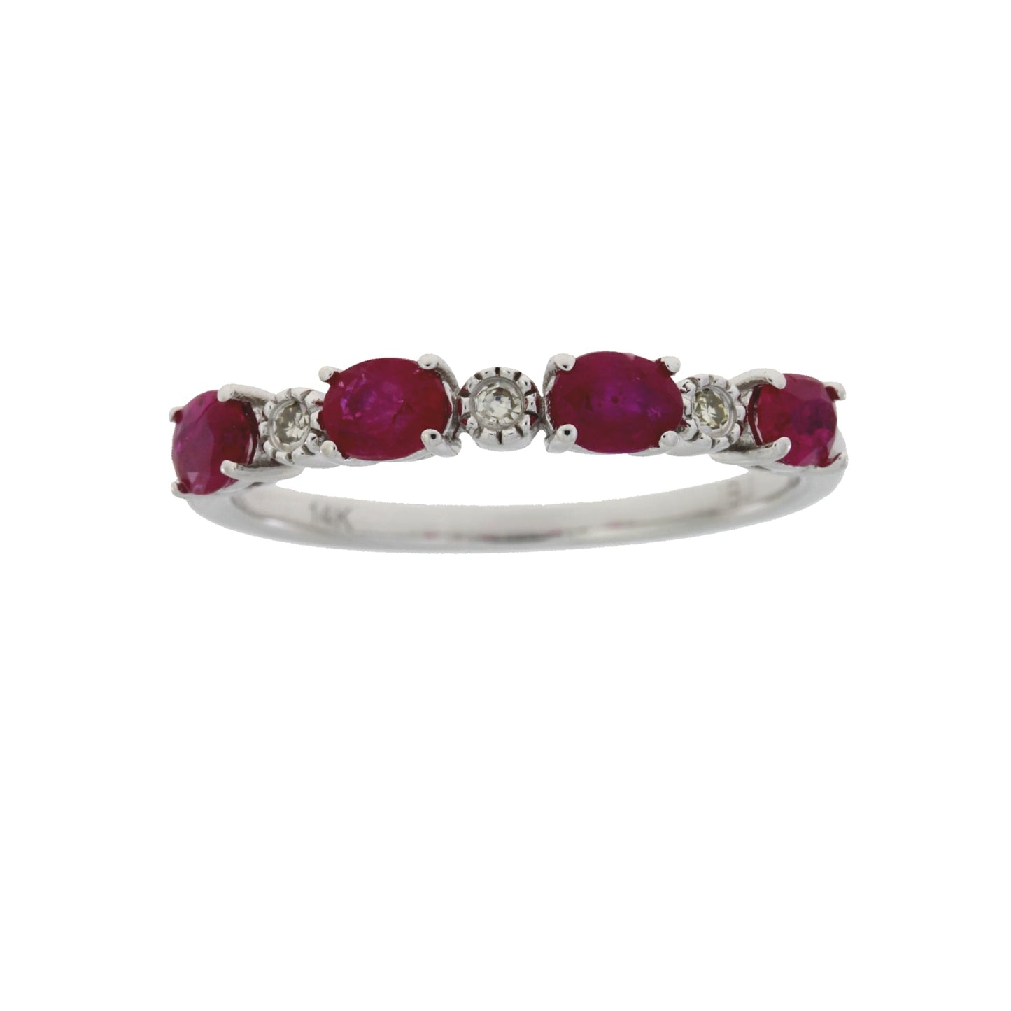 1.08ct Ruby Diamond Fashion Band Ring in 14KT White Gold