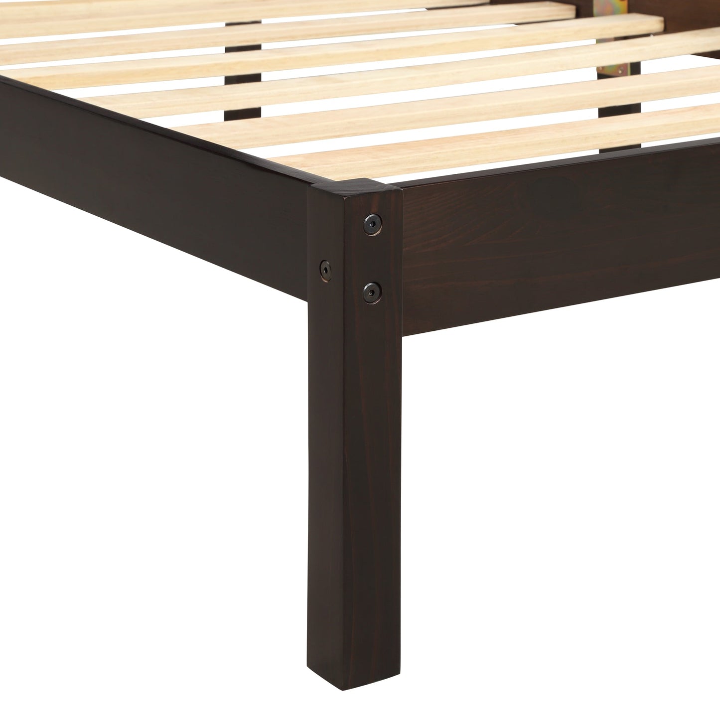 Espresso Twin Platform Bed Frame with Headboard