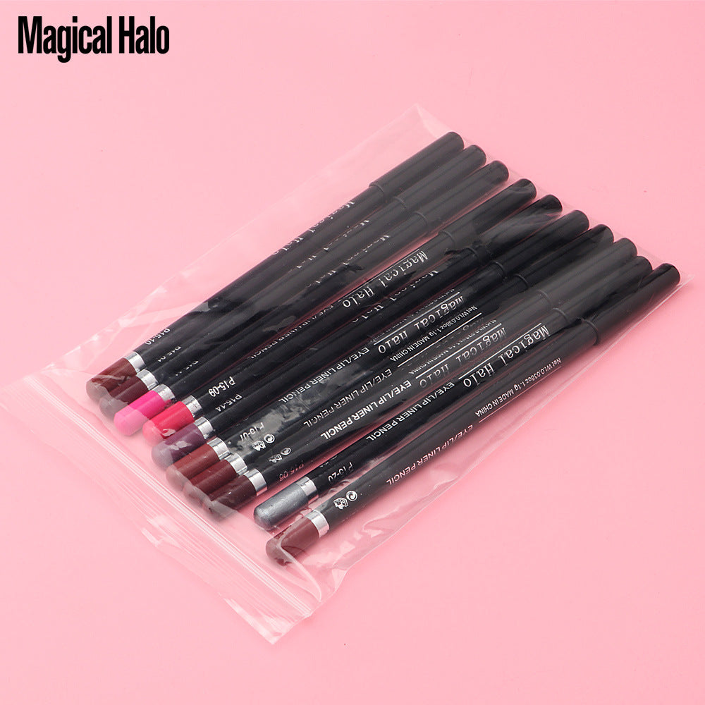 Magical Halo Easy To Color Lip Liner / Eyeliner 10 Colors Waterproof Lip Pencil That Lasts Makeup And Does Not Fade - Korvel