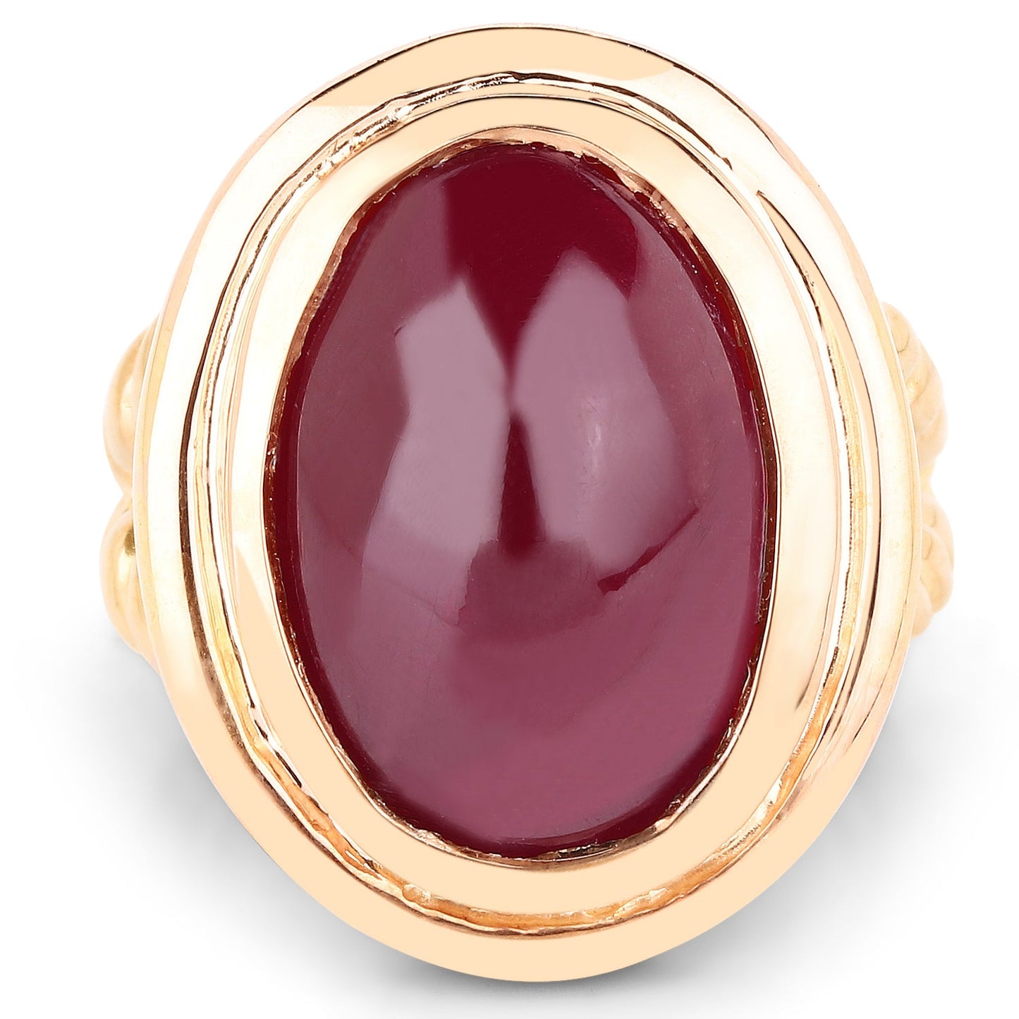 14K Rose Gold Plated 17.60 Carat Ruby Sterling Silver Ring