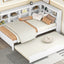 Wooden Twin Size DayBed with Twin Trundle, DayBed with Storage Shelf and USB Charging Ports,White - Korvel