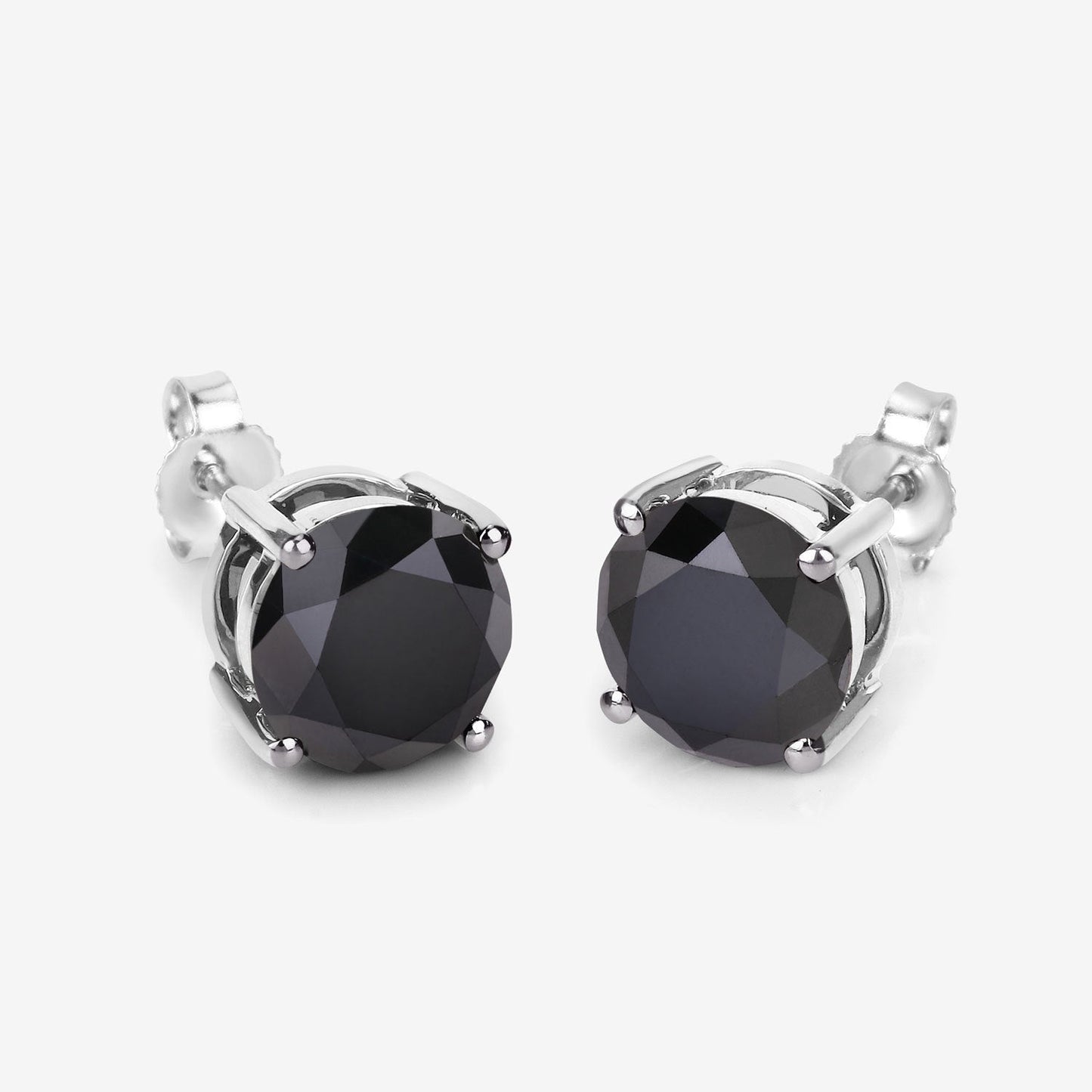 Boucles d'oreilles en diamant noir véritable de 4,25 carats en or blanc 14K