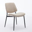 2-piece retro linen chair set with curved wooden backrest, cushioned seat, adjustable metal legs, (Beige Linen) - Korvel