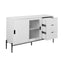 Modern characteristic storage cabinet side panel with glass sliding door and 3 drawers, dining table cabinet in white color - Korvel