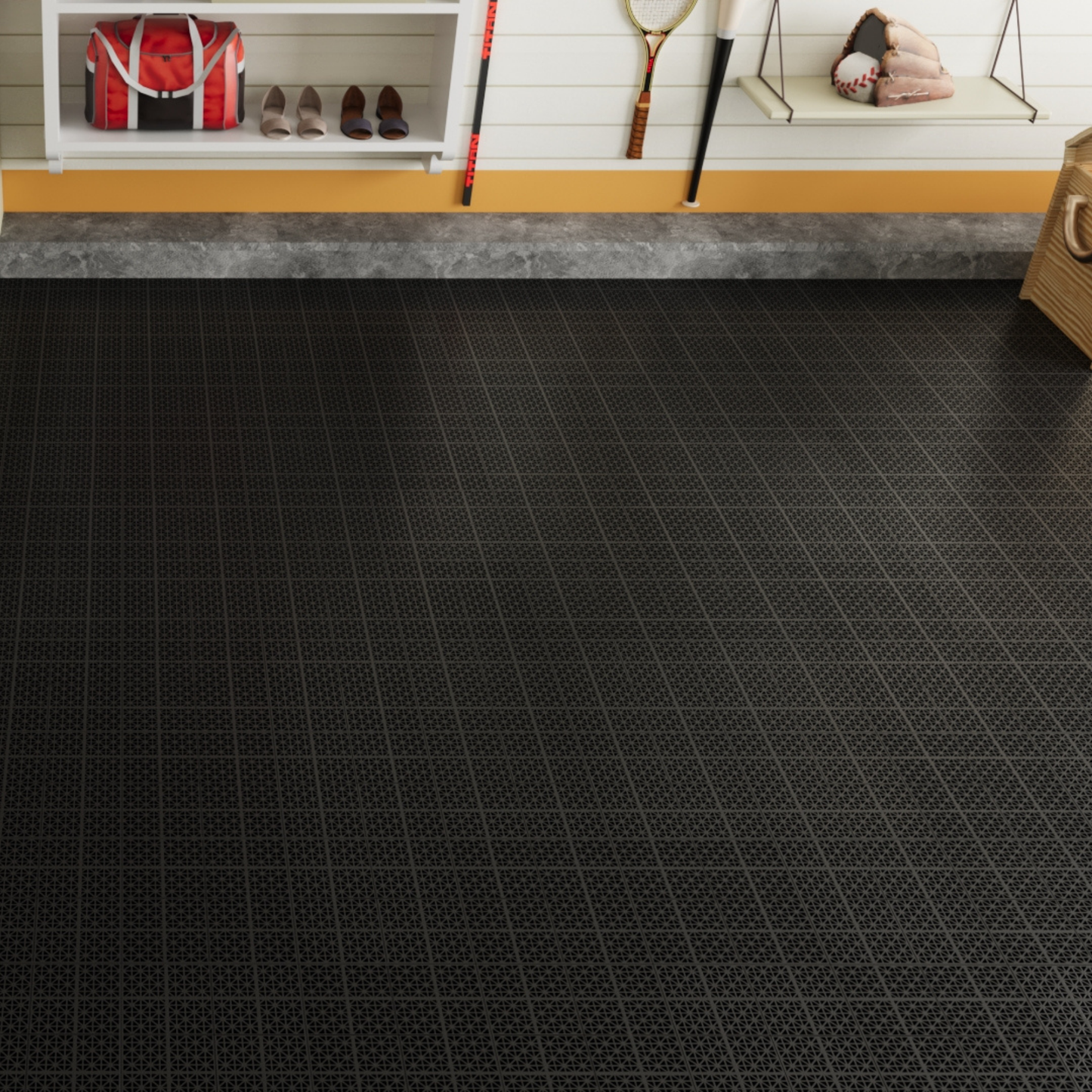 Dalles de terrasse interconnectées noires de 12 x 12 pouces - Pack de 12