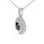 Collar con colgante de halo de diamantes y zafiro azul en oro blanco de 14 quilates