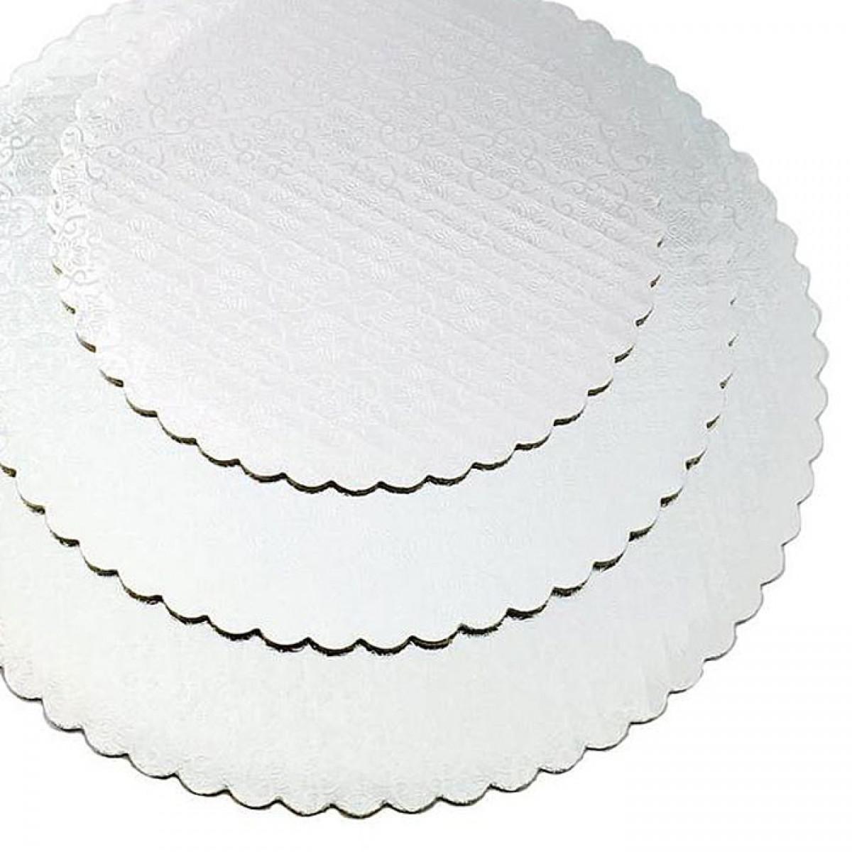 Cake Board - 12" white scallop single - Korvel