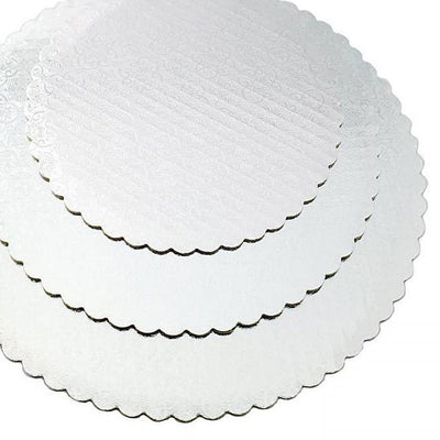 Cake Board - 12" white scallop single - Korvel