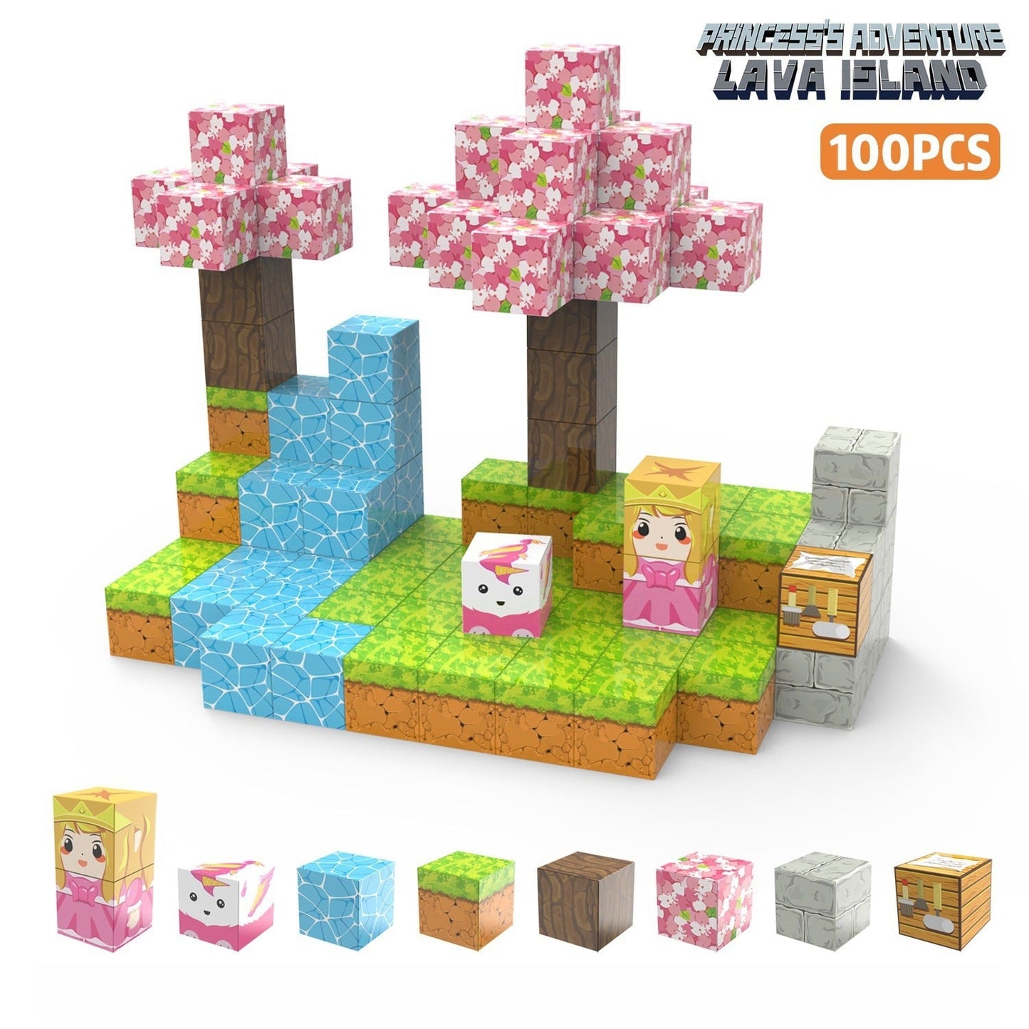 My Building World Magnetic Cube DIY Cherry Blossom Mountain Children's Educational Puzzle Assembly Toy Gift - Korvel