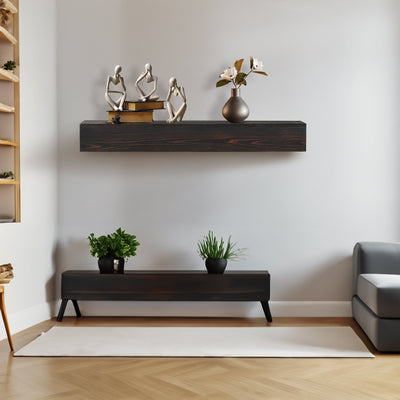 72" Rustic Wood Fireplace Mantel - Wall-Mounted Floating Shelf