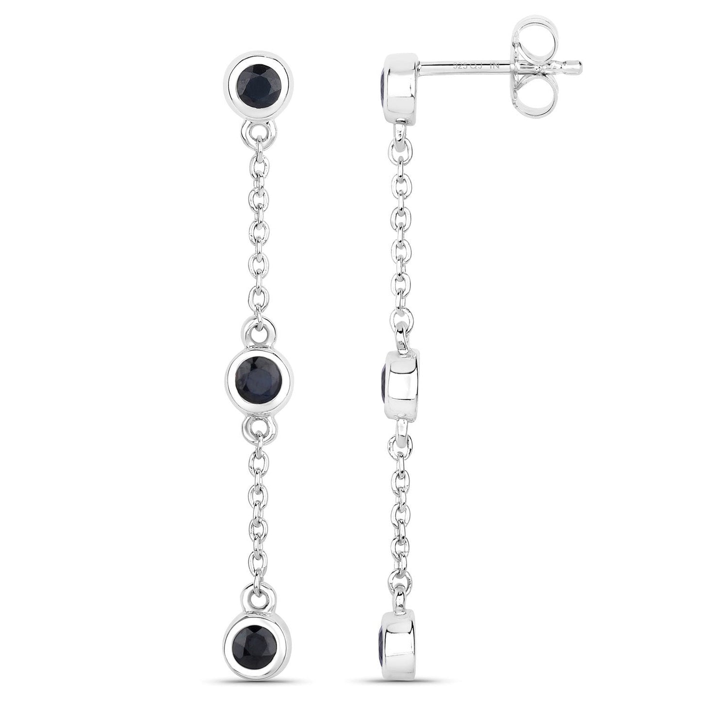 Pendientes de plata esterlina con zafiro azul genuino de 0.66 quilates