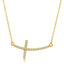 Collier en diamant accentué de crucifix courbé en or jaune 14k