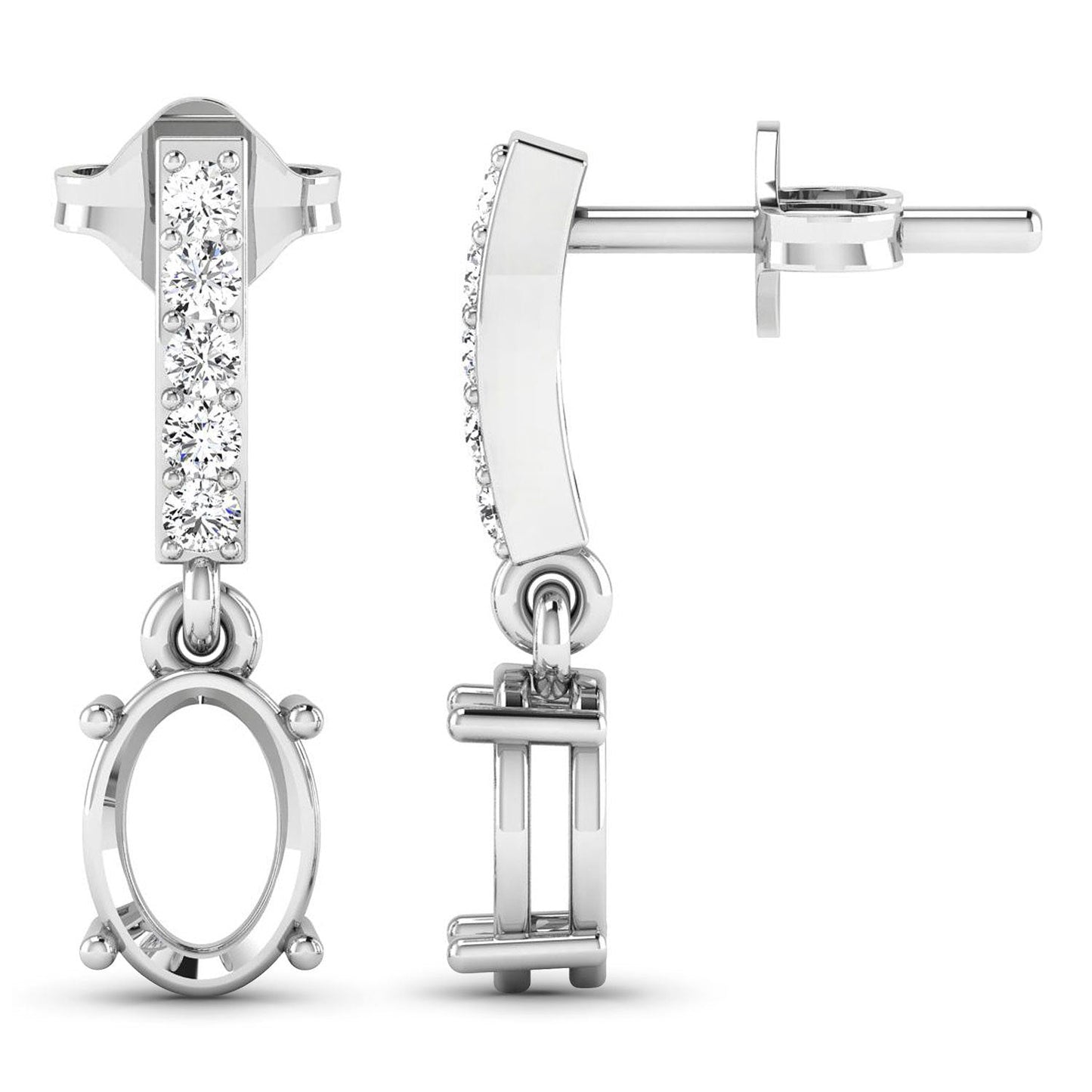 0.14 Carat Genuine White Diamond 14K White Gold Semi Mount Earrings