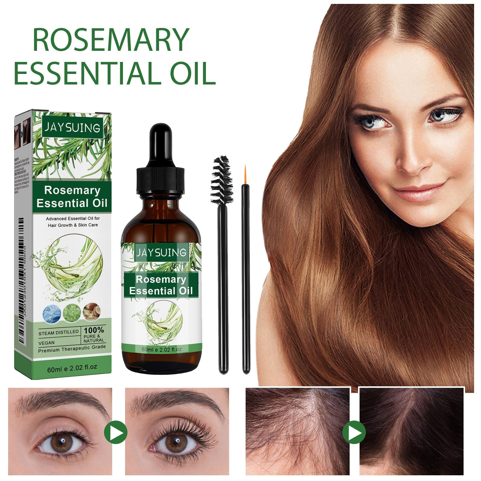 Multi-Effect Rosemary Essential Oil, Strengthens Hair Moisturizes And Thickens Hair And Skin Care Multi-effect Essential Oil - Korvel