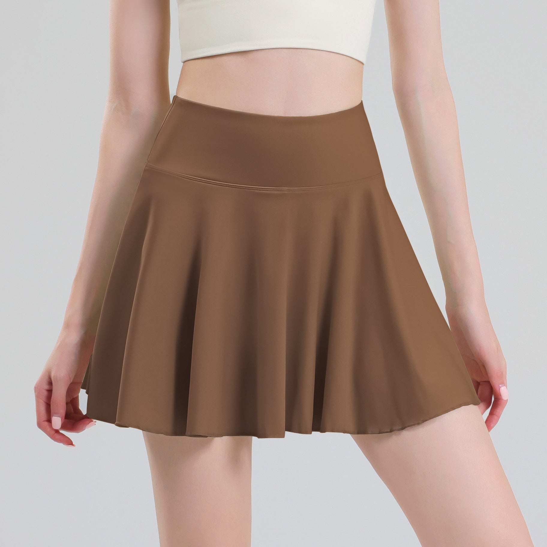 Tennis skirt women's yoga white badminton pleated skirt quick drying anti glare half skirt - Korvel