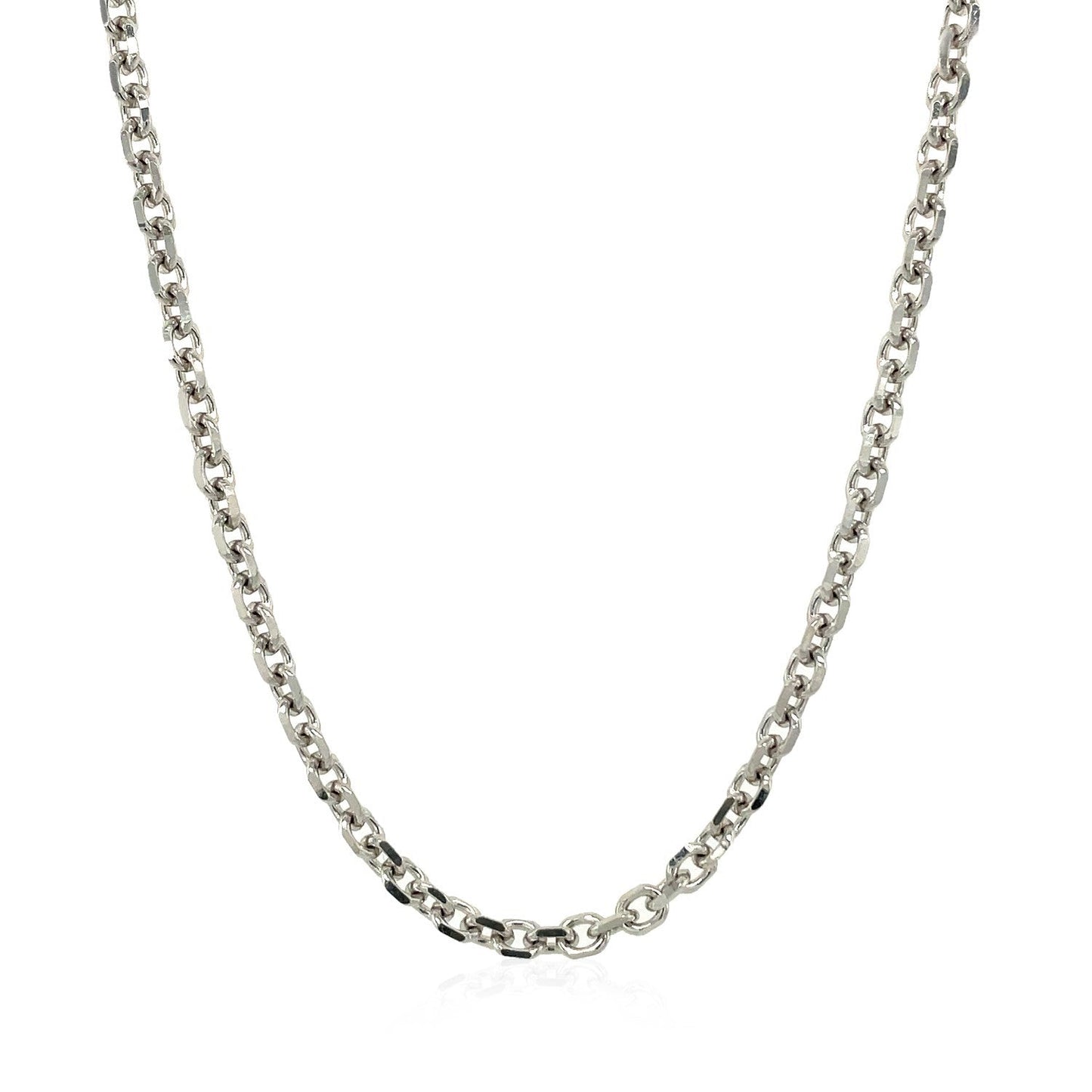 14k White Gold Diamond Cut Cable Link Chain - 2.90 mm
