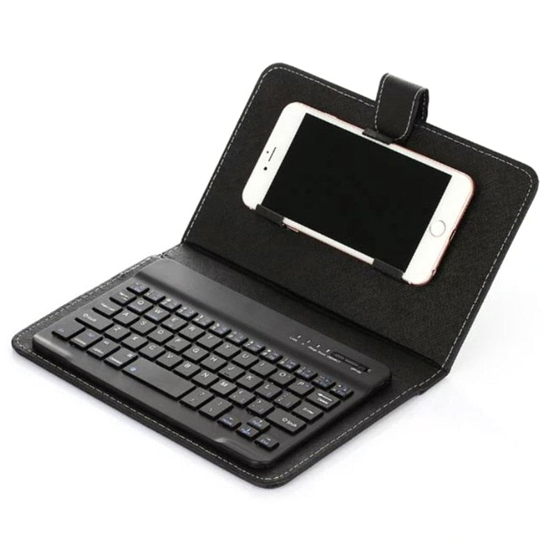 Portable PU Leather Wireless Keyboard Case for iPhone Protective Mobile Phone with Bluetooth Keyboard For IPhone Android Phone - Korvel