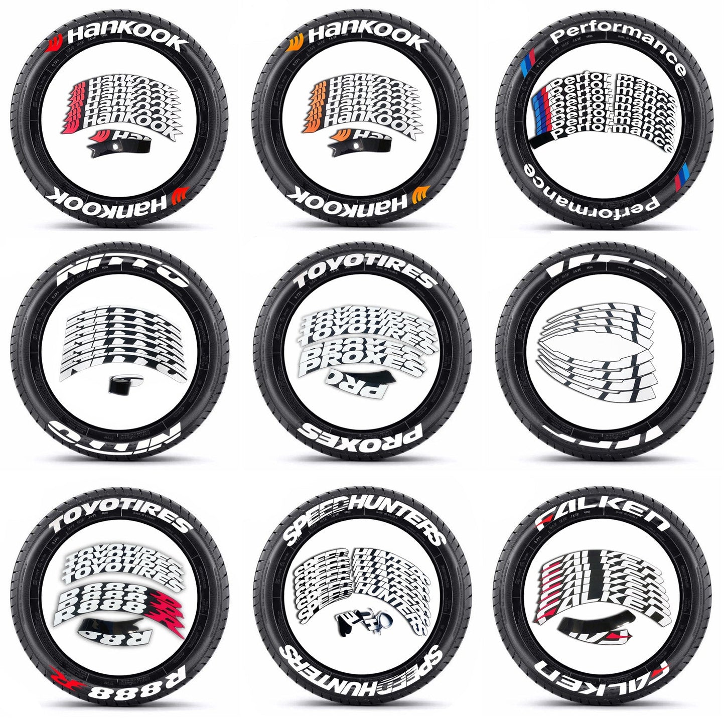 [One-piece set] Tire letter sticker one-piece set One-piece set Suitable for 4 tires No accessories included - Korvel