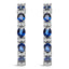 14K White Gold Oval Blue Sapphire & Diamond Hoop Earrings
