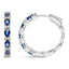 14K White Gold Oval Blue Sapphire & Diamond Hoop Earrings