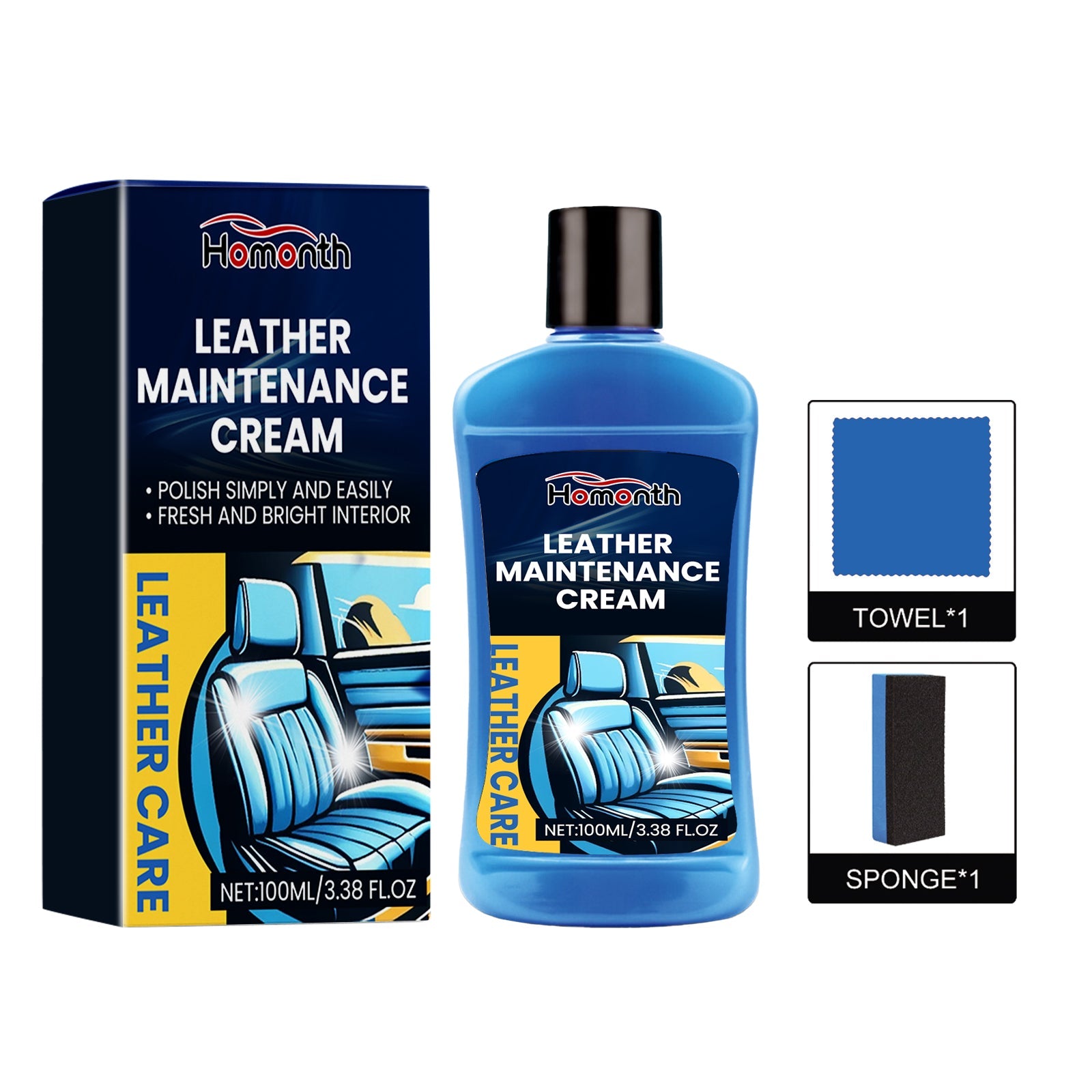 Leather Maintenance Cream, Car Seat Sofa Leather Cleaning Stains Refurbished Polish Cleaner - Korvel