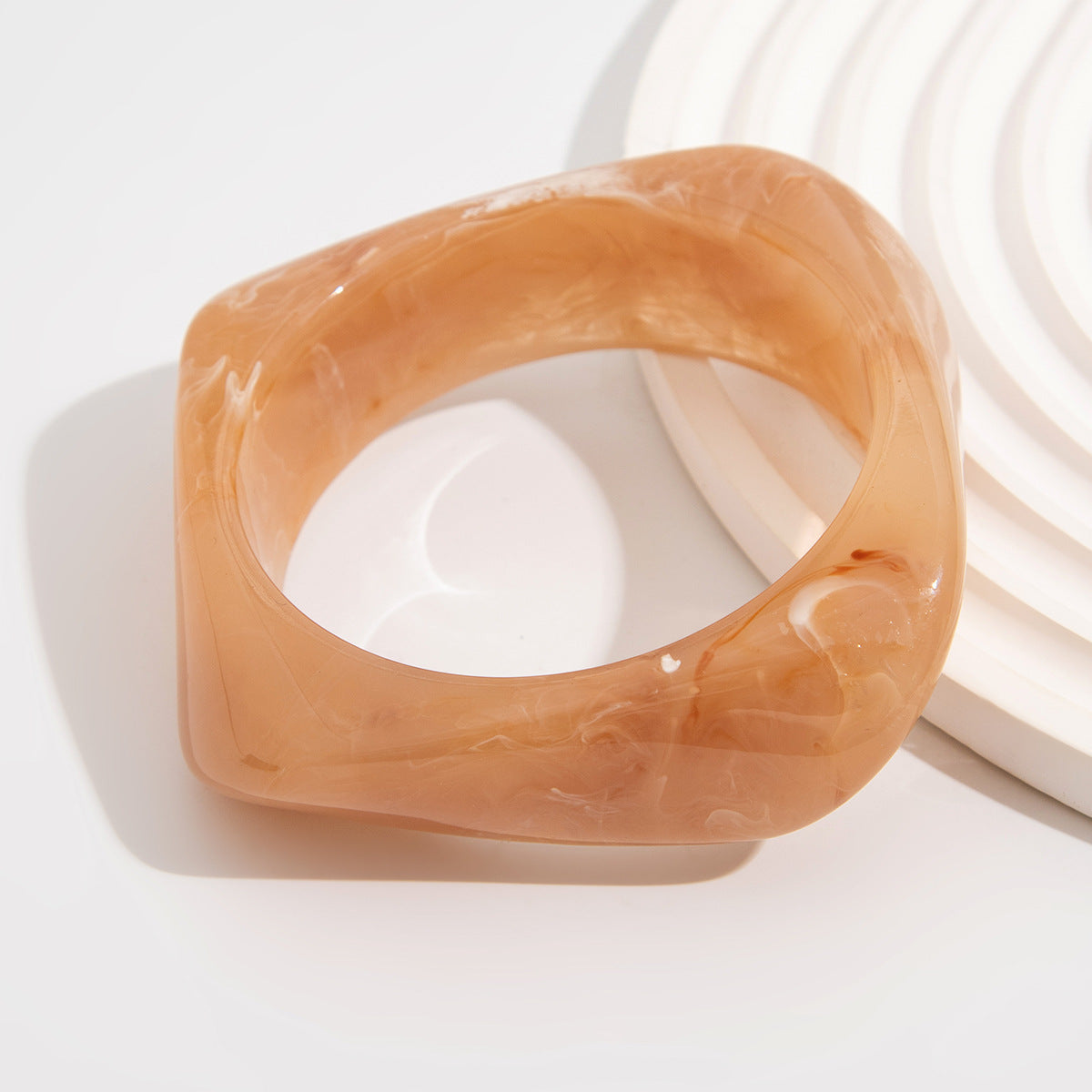 Vintage Irregular Dyeing Bracelet Round Wide Face Acrylic Bracelet for Women - Korvel