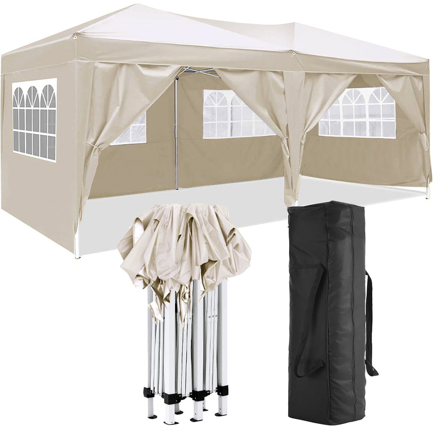 Carpa Plegable de 10'x20' con 6 Paredes Laterales Desmontables