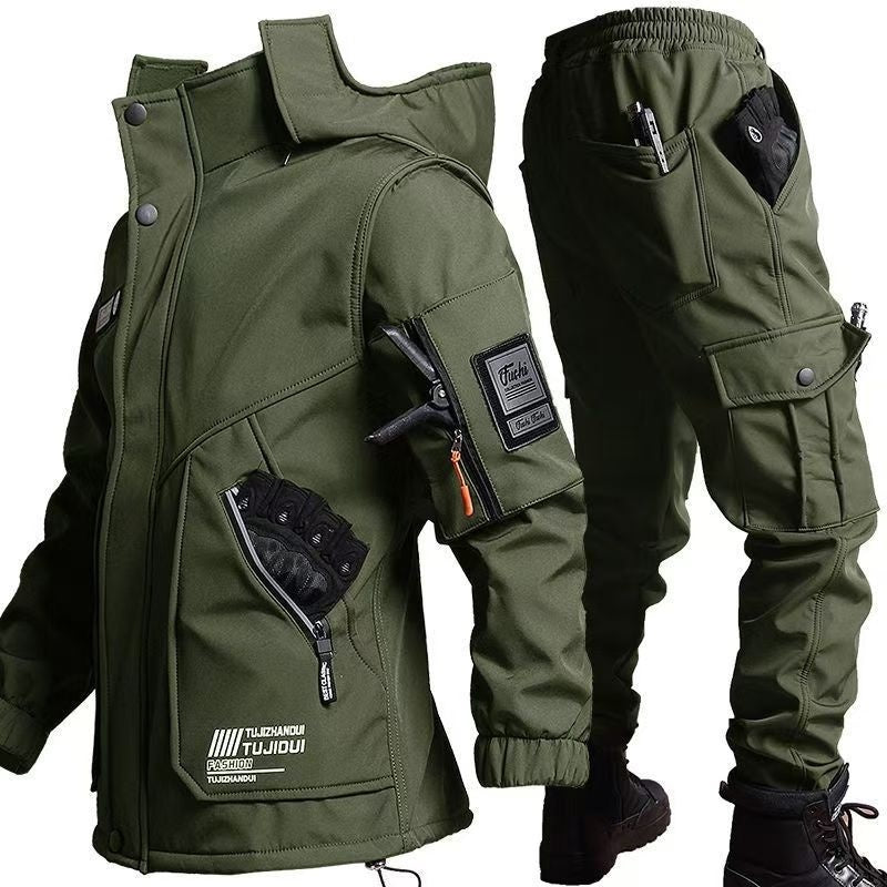 Men's Waterproof Cold-Resistant Shell Jacket and Trousers Suit