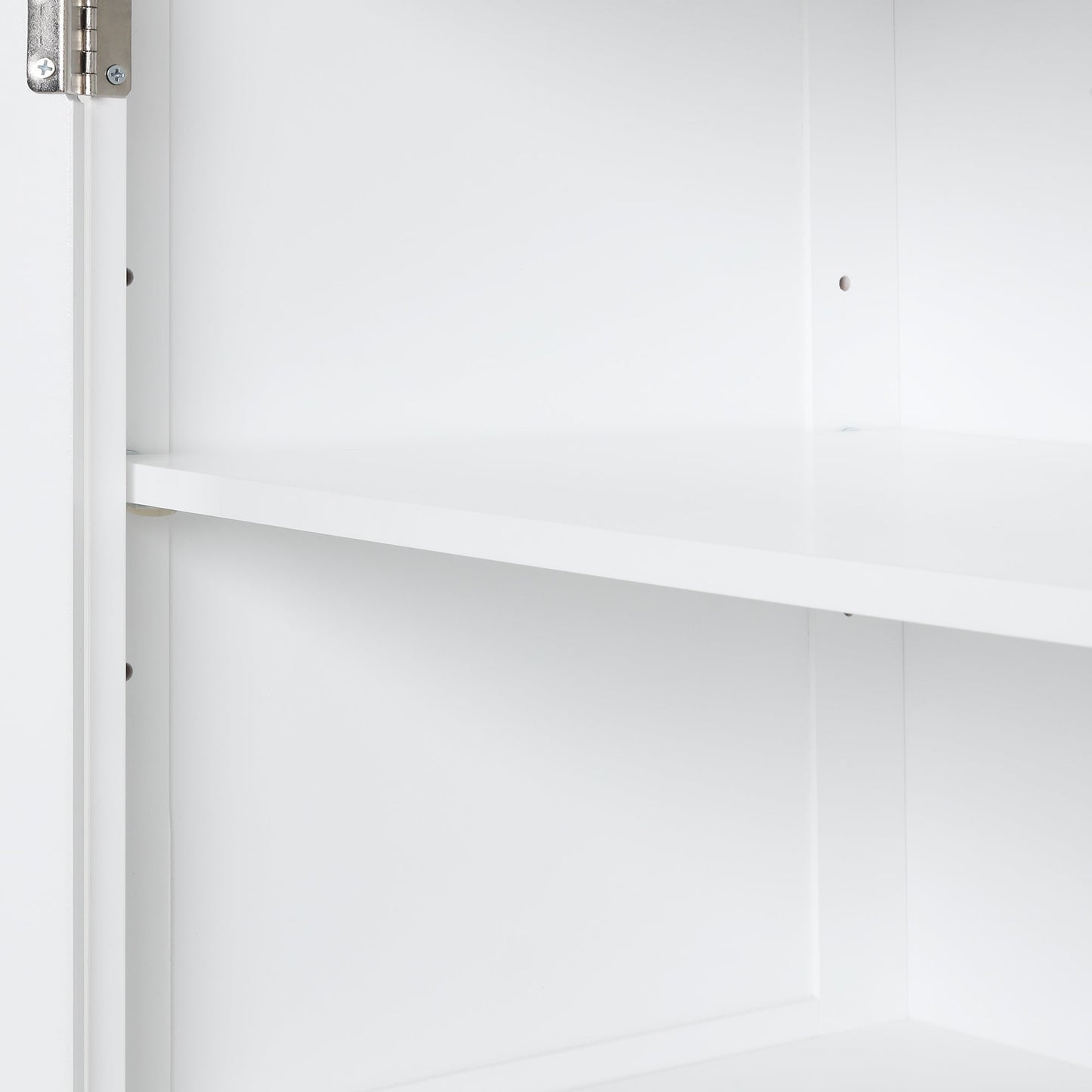 Tall bathroom storage cabinet with two drawers and adjustable shelves for independent storage - Korvel