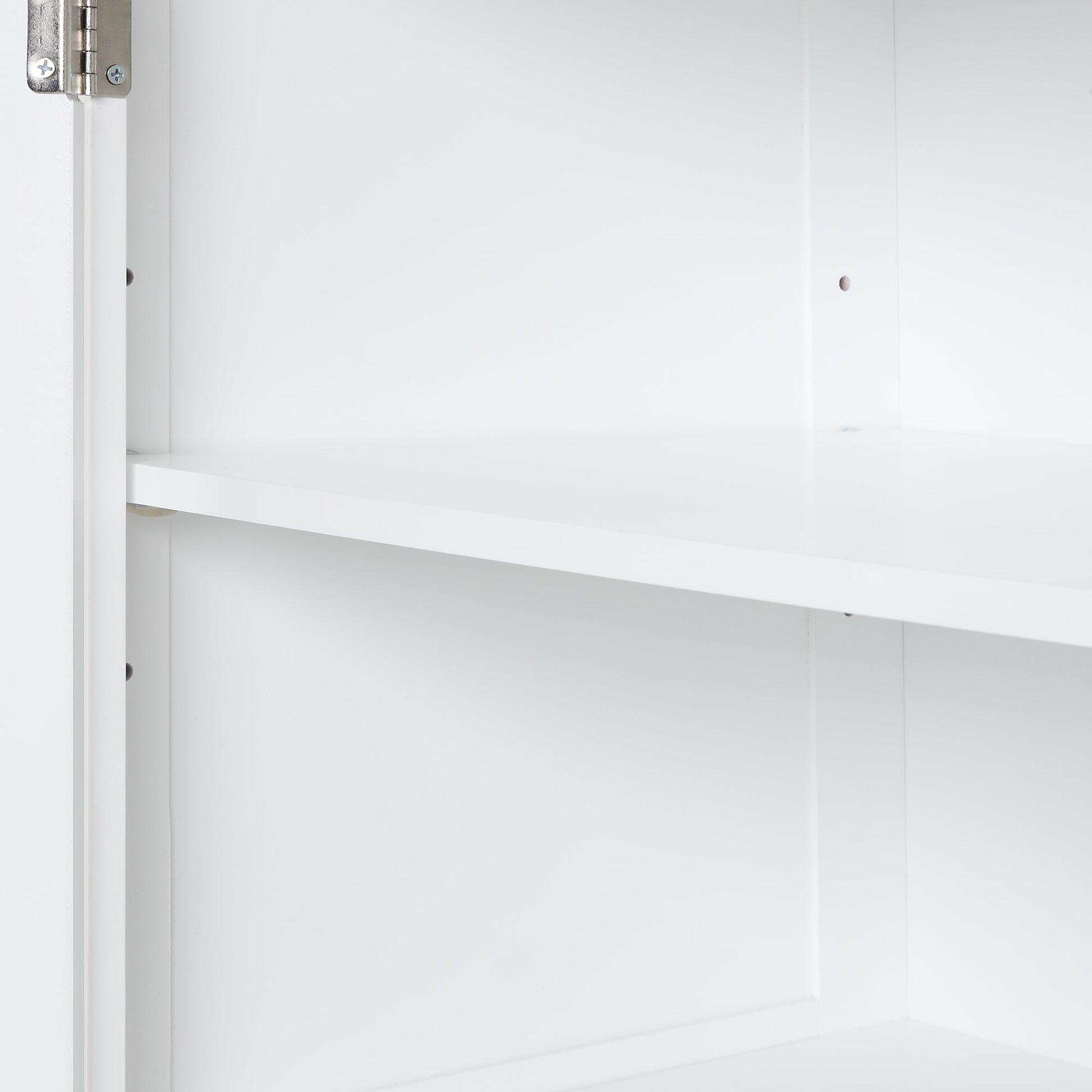 Tall bathroom storage cabinet with two drawers and adjustable shelves for independent storage - Korvel