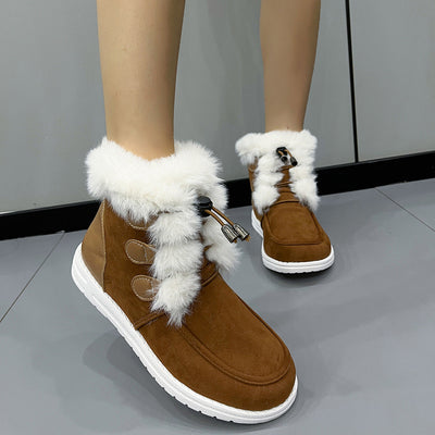 Botas de Nieve de Suede y Forro de Franela para Mujeres