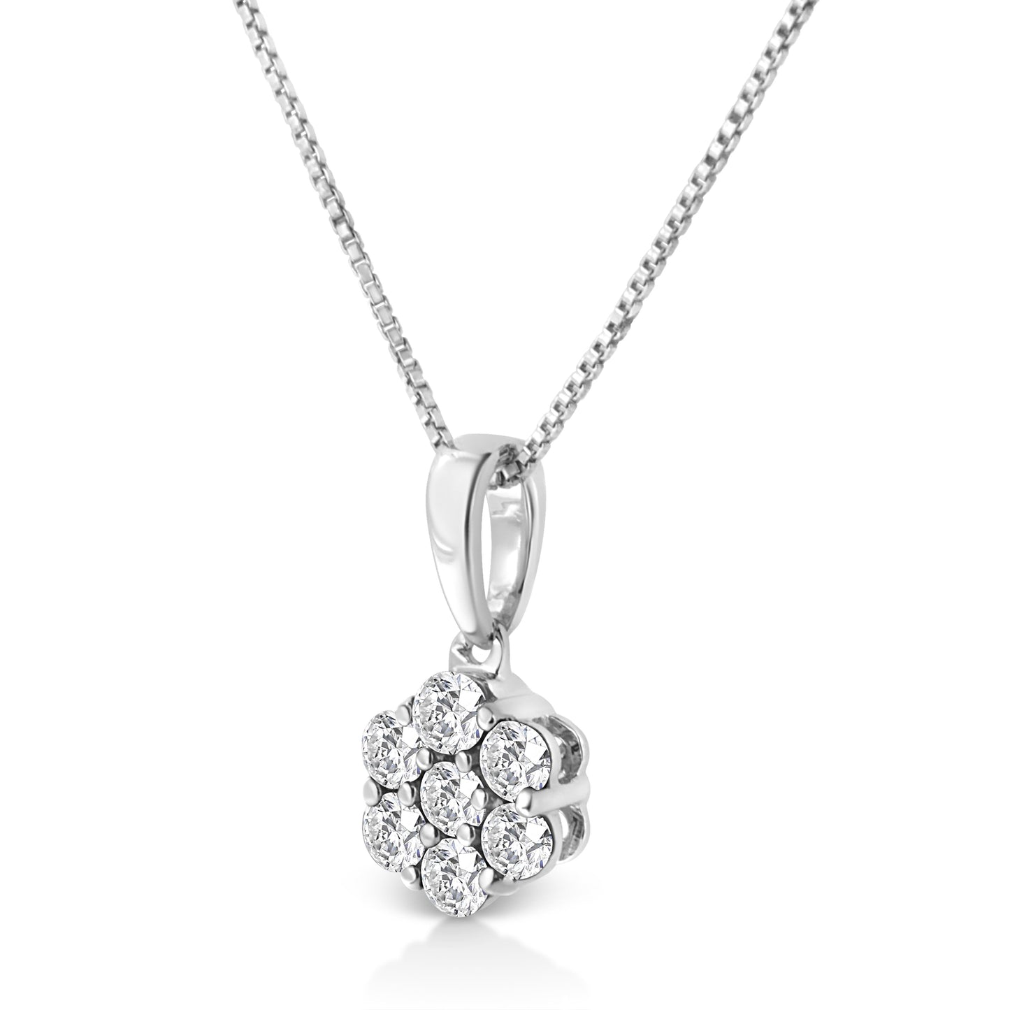 Collar de Pendiente Floral en Oro Blanco de 14KT con 1/2 cttw de Diamantes