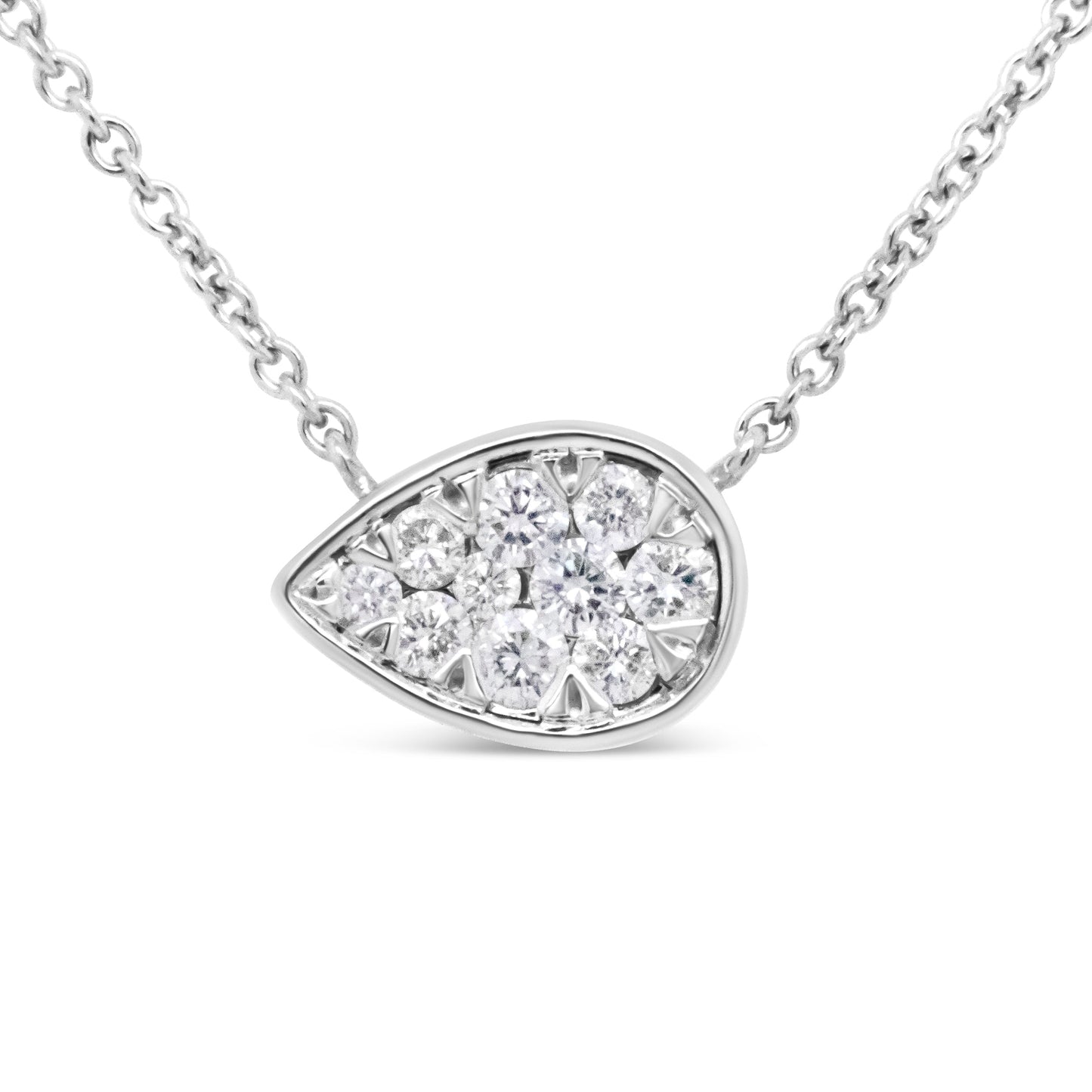 Collar de diamantes en forma de lágrima de oro blanco de 14K - 1/4 Cttw