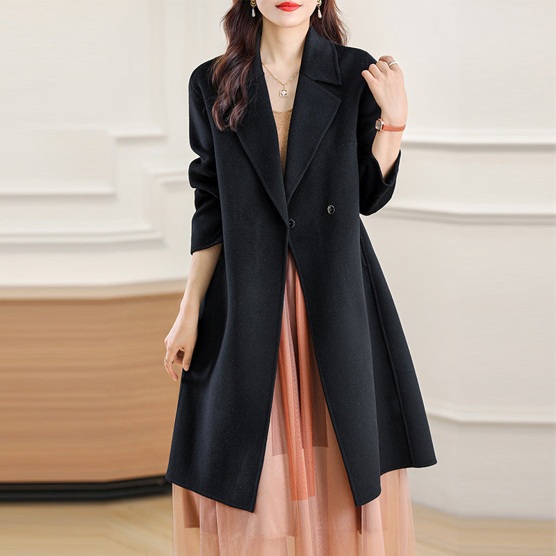 Abrigo de Lana Elegante con Cintura para Mujer