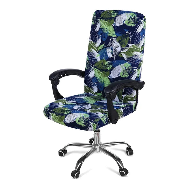 Stretch Printed Computer Office Chair Covers Soft Fit Universal Desk Rotating Slipcovers Removable Washable Anti-Dust Spandex - Korvel