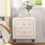 Elegant PU bedside table with 2 drawers and crystal handles, storage with metal legs - white - Korvel