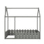 Cadre de lit en bois de taille twin avec clôture pour enfants - Gris