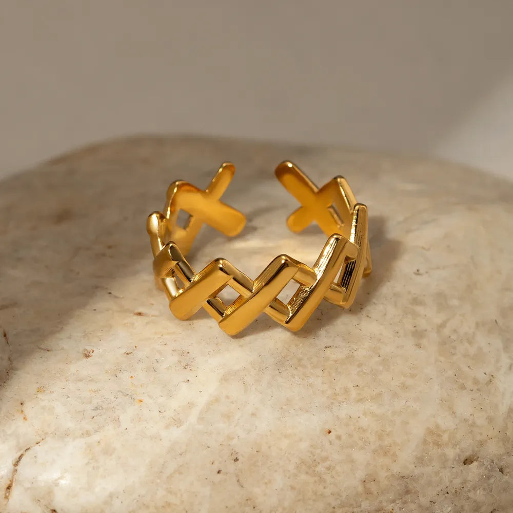 Elegant Stainless Steel Cutout Open Ring