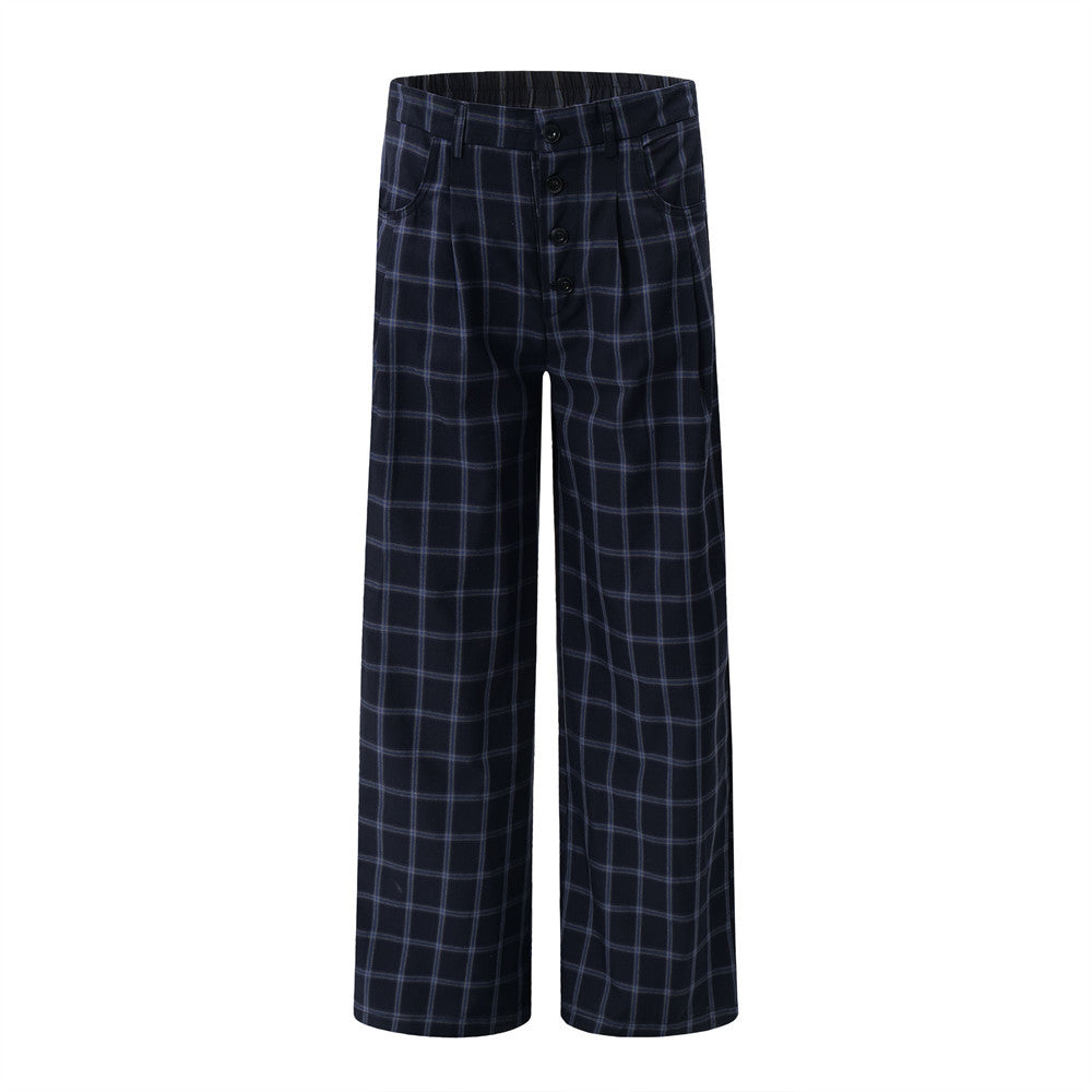 Pantalons décontractés à carreaux rétro tendance urbaine pour hommes
