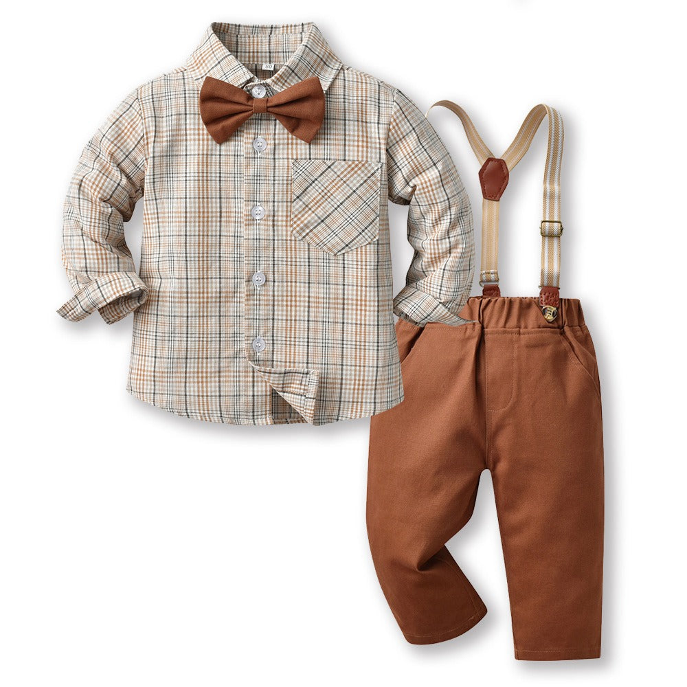 Children's Multi-Color Plaid Long Sleeve Cotton Suit