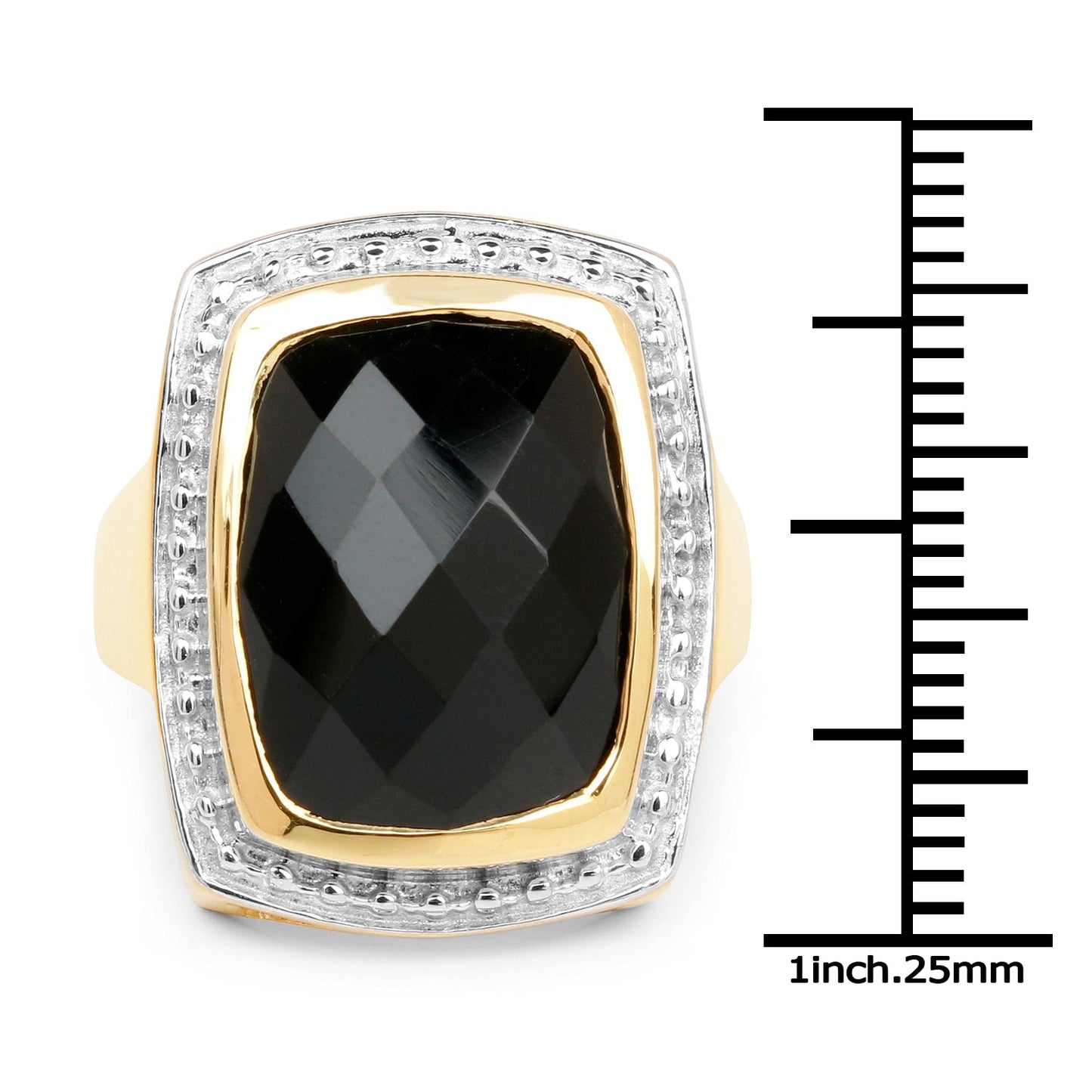 14K Yellow Gold Plated Black Onyx Cocktail Ring