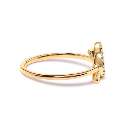 10K Yellow Gold Diamond Leaf and Branch Ring - Size 7