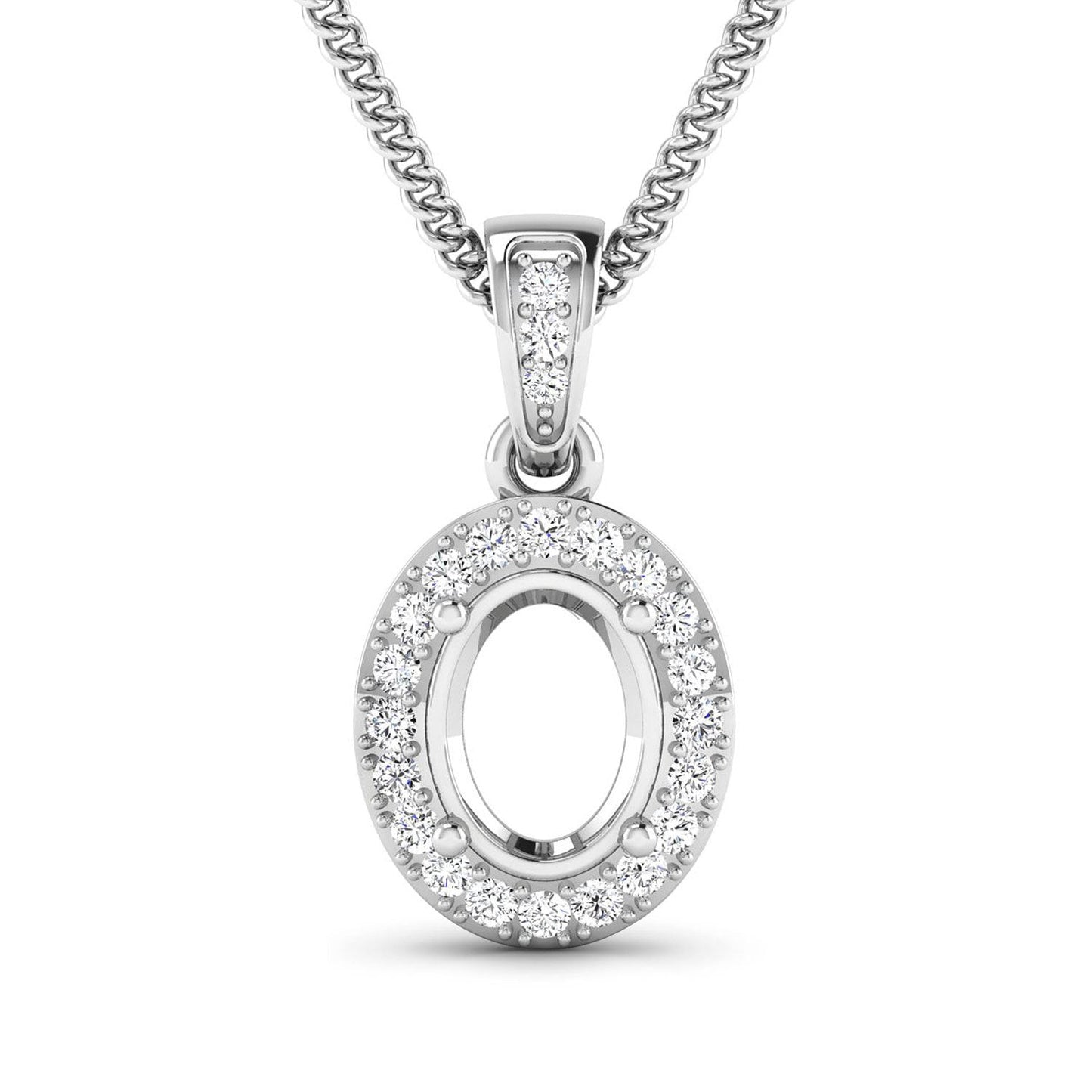 Pendentif semi-monture en or blanc 14K avec diamant blanc de 0,18 carat