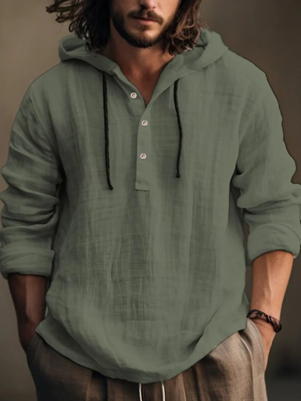 Sudadera de manga larga con medio botón para hombre en tallas grandes