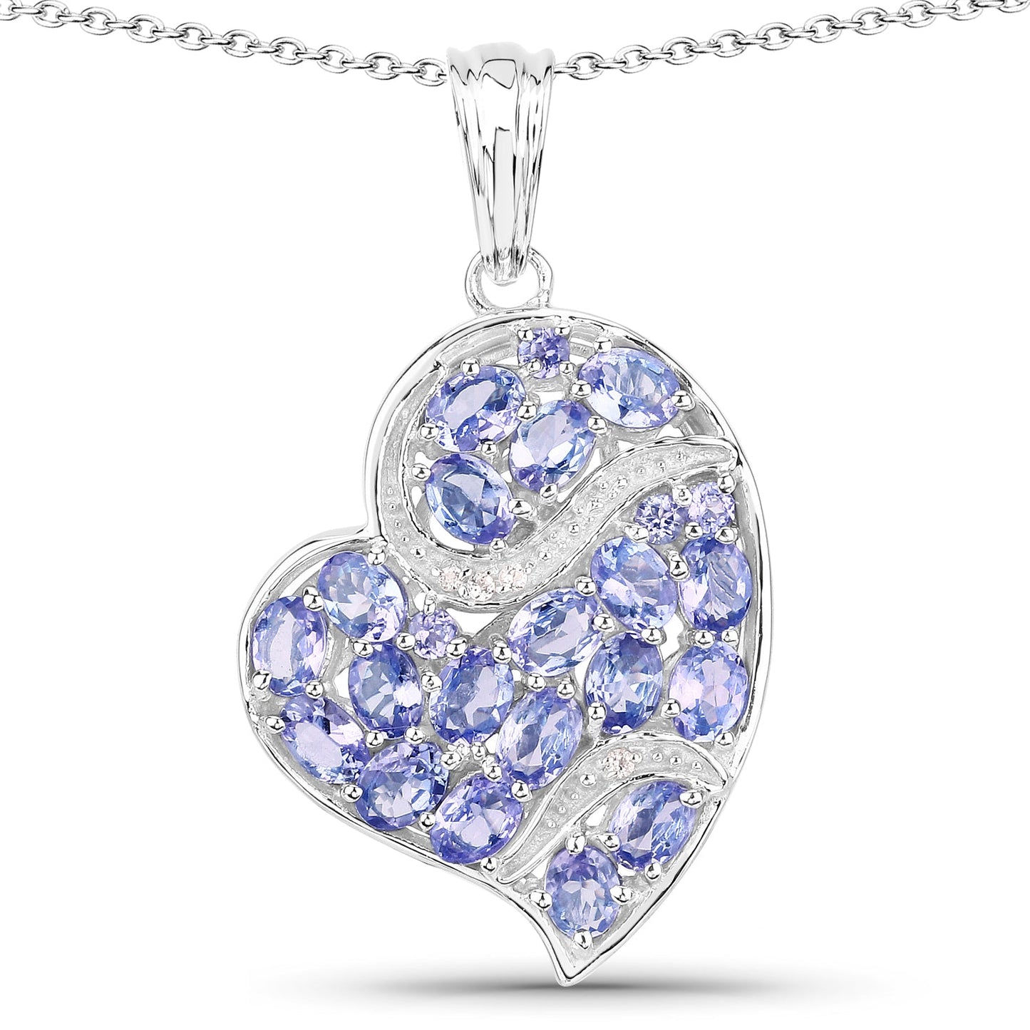 3.40 Carat Genuine Tanzanite & White Topaz Sterling Silver Pendant
